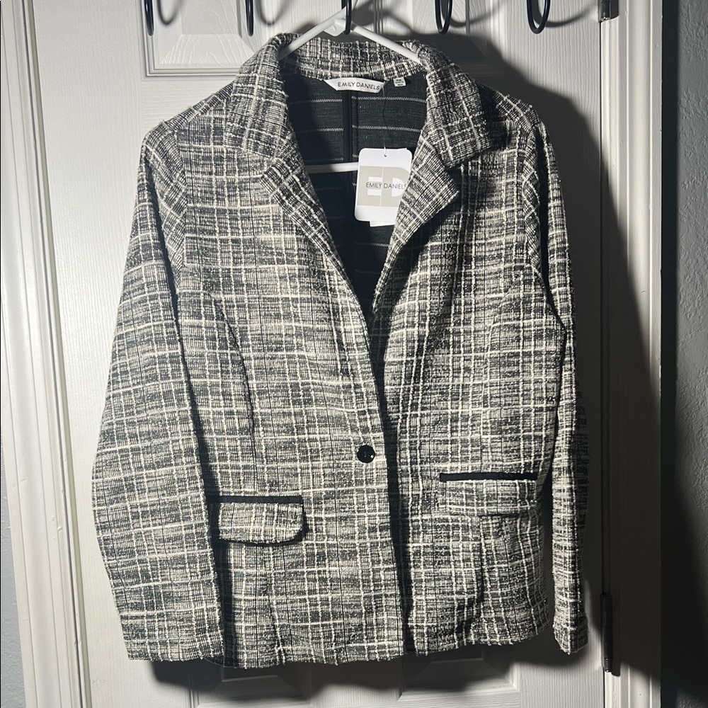 Black and White Plaid Blazer